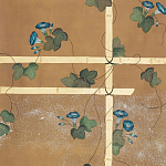 Обои ручная роспись Morning Glory Original colourway on gold metallic silk варинант исполнения - 2 | Loft Concept в Екатеринбурге