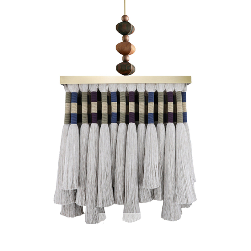 Люстра квадратная плетеная с бахромой Wicker Square Chandelier with Tassels Мульти Люстра квадратная плетеная с бахромой Wicker Square Chandelier with Tassels Мульти в Екатеринбурге | Loft Concept