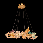 Люстра круглая на золотом каркасе с птичками и цветочным декором Miscellaneous herbs варинант исполнения - 1 | Loft Concept в Екатеринбурге