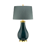 Настольная лампа с коническим дымчато-зелёным абажуром из искусственного шёлка Quintiesse варинант исполнения - 2 | Loft Concept в Екатеринбурге