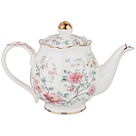 Чайник из фарфора белый с цветочным принтом Flower Porcelain Collection варинант исполнения - 1 | Loft Concept в Екатеринбурге