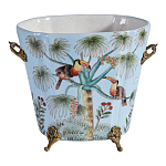 Кашпо из голубого фарфора с бронзовыми элементами Blue Garden варинант исполнения - 1 | Loft Concept в Екатеринбурге