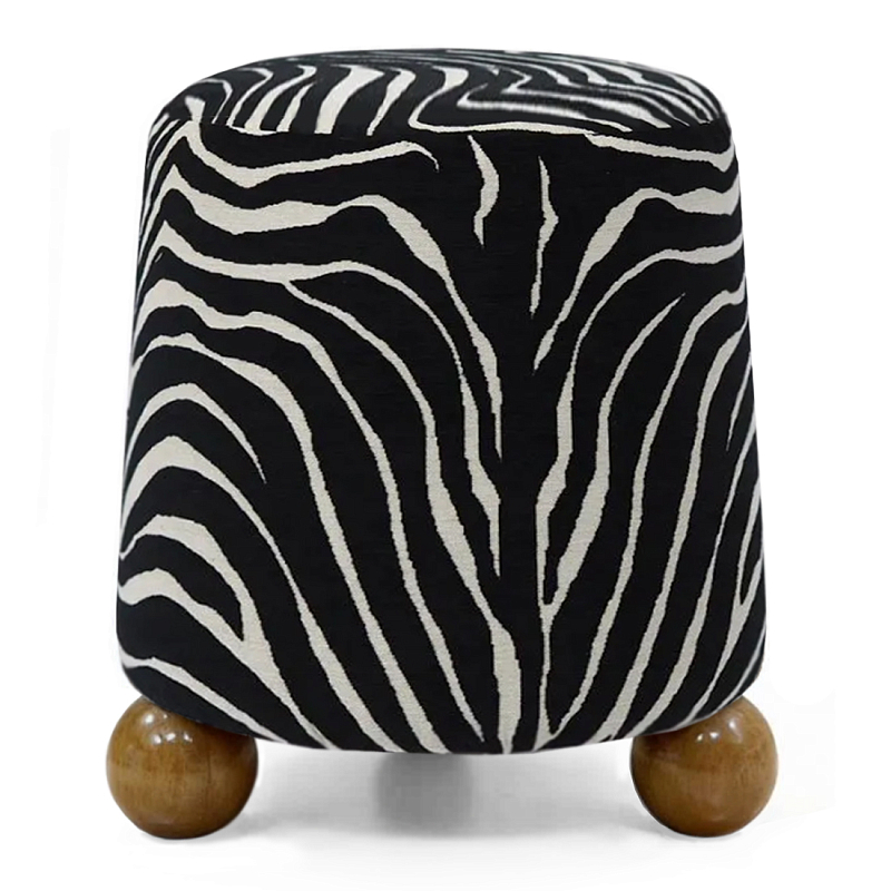 Пуф Wakonda обивка ZEBRA с Круглыми ножками  Черно-белый Коричневый в Екатеринбурге | Loft Concept 