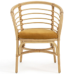 Кресло из ротанга с сиденьем из велюра Vini Rattan Armchair варинант исполнения - 2 | Loft Concept в Екатеринбурге