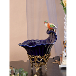 Чаша темно-синего цвета из фарфора с разноцветной птичкой Eden Garden porcelain and bronze варинант исполнения - 4 | Loft Concept в Екатеринбурге