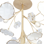 Потолочный светильник с золотыми ветвями и белыми лепестками на круглом рельефном основании Wintery flovers варинант исполнения - 2 | Loft Concept в Екатеринбурге