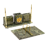 Настольный письменный набор из змеевика с гербом России Successful Leader варинант исполнения - 3 | Loft Concept в Екатеринбурге