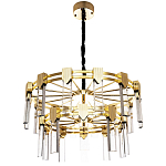 Двухъярусная люстра с прямоугольными хрустальными плафонами Glass Rectangles Gold Chandelier 76 варинант исполнения - 2 | Loft Concept в Екатеринбурге