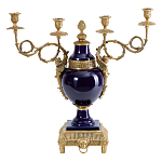 Подсвечник из темно-синего фарфора на бронзовой подставке с фигурками ангелов и декоративными ручками Eden Garden варинант исполнения - 1 | Loft Concept в Екатеринбурге