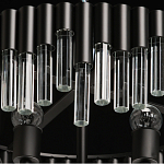 Люстра круглая из матового черного металла с подвесками из прозрачных стеклянных трубок Noir Tubes варинант исполнения - 8 | Loft Concept в Екатеринбурге