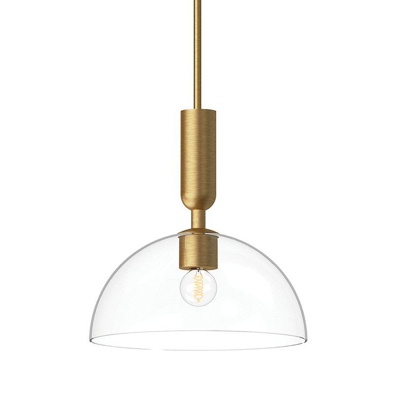 Подвесной светильник с прозрачным полусферическим стеклянным плафоном Alora Mood  Прозрачное Стекло Золотой в Екатеринбурге | Loft Concept 