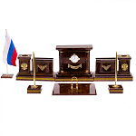 Настольный письменный набор с часами и визитницами из природного камня обсидиана Royal Present варинант исполнения - 1 | Loft Concept в Екатеринбурге