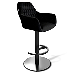 Барный стул вращающийся со спинкой и подлокотниками Douglas Rhombus Черный Велюр варинант исполнения - 1 | Loft Concept в Екатеринбурге