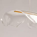 Люстра линейная с 3-мя белыми волнистыми плафонами Wave Line варинант исполнения - 8 | Loft Concept в Екатеринбурге