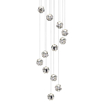 Люстра каскадня с 12-ю прозрачными шарообразными плафонами Bubbles Bocci варинант исполнения - 1 | Loft Concept в Екатеринбурге