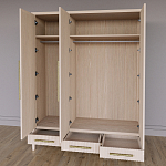 Большой Шкаф Primo Светлый дуб с 3 дверьми и 3 выдвижными ящиками варинант исполнения - 6 | Loft Concept в Екатеринбурге