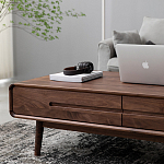 Кофейный стол из массива дерева с выдвижными ящиками Coffee Walnut Table варинант исполнения - 5 | Loft Concept в Екатеринбурге