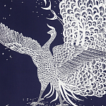 Обои ручная роспись в стиле Арт-деко Whistler Peacocks Special Colourway on Empire Blue dyed silk варинант исполнения - 2 | Loft Concept в Екатеринбурге