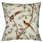 Подушка декоративная с изображением птиц в саду Beige Chinoiserie Birds in the Peach Orchard Cushion варинант исполнения - 1 | Loft Concept в Екатеринбурге
