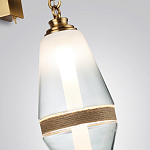 Бра со стеклянным плафоном конусообразной формы и декоративной вставкой из джута Tectona  варинант исполнения - 5 | Loft Concept в Екатеринбурге