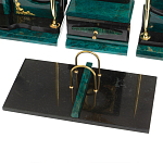 Настольный письменный набор из змеевика тёмно-зелёного цвета с декором в виде орла Successful Leader варинант исполнения - 4 | Loft Concept в Екатеринбурге