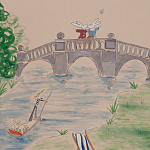 Обои ручная роспись Promenade Special Colourway on pink painted Xuan paper варинант исполнения - 1 | Loft Concept в Екатеринбурге