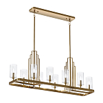 Люстра прямоугольная цвета латунь с прозрачными рифлеными цилиндрическими плафонами Kichler варинант исполнения - 2 | Loft Concept в Екатеринбурге