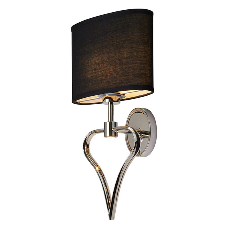 Бра для ванных комнат с черным тканевым абажуром овальной формы и декоративной вставкой в форме сердца Elstead Lighting Черный Хром в Екатеринбурге | Loft Concept 