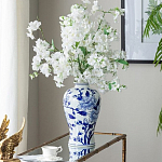 Ваза с бело-синей росписью и изображением цветов Blue & White Ornament варинант исполнения - 4 | Loft Concept в Екатеринбурге