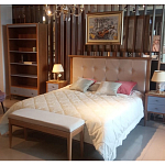 Кровать из массива бука с мягким изголовьем Tasteful Furniture варинант исполнения - 2 | Loft Concept в Екатеринбурге