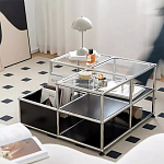 Дизайнерский журнальный стол квадратный с полками Akydy варинант исполнения - 1 | Loft Concept в Екатеринбурге