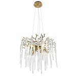 Люстра подвесная круглая в виде ветвей деревьев бронзового цвета с прозрачными подвесками-каплями Droplet Chandelier варинант исполнения - 1 | Loft Concept в Екатеринбурге