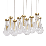 Люстра с 9-ю прозрачными стеклянными плафонами в форме капли Lucid Rain  варинант исполнения - 1 | Loft Concept в Екатеринбурге