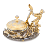 Икорница с декором "Емеля" с гравировкой на подставке из натурального камня Агат Decorative Cavair Dishes варинант исполнения - 3 | Loft Concept в Екатеринбурге