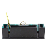 Настольный письменный набор из змеевика с часами и календарницей Successful Leader варинант исполнения - 3 | Loft Concept в Екатеринбурге