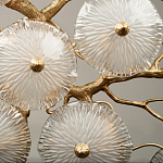 Потолочная люстра круглая ветвистыми бронзовыми элементами и стеклянными рифлеными дисками Textured Glass Chandelier варинант исполнения - 5 | Loft Concept в Екатеринбурге