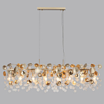 Люстра линейная с подвесками в форме монеток и золотистыми круглыми элементами из металла в виде лепестков FAIRYTREE Light варинант исполнения - 4 | Loft Concept в Екатеринбурге