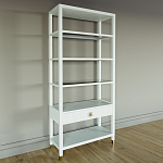 Стеллаж Elsa Dreams White со стеклянными полками и ящиком варинант исполнения - 1 | Loft Concept в Екатеринбурге