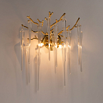 Бра золотого цвета с разветвленными ветвями и длинными прозрачными подвесками в форме стеклянных сосулек Droplet Chandelier варинант исполнения - 2 | Loft Concept в Екатеринбурге