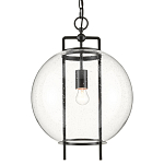 Подвесной светильник в форме шара из прозрачного стекла на линейном черном каркасе  Glass Ball with Seeds варинант исполнения - 2 | Loft Concept в Екатеринбурге