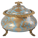 Шкатулка голубого цвета с золотым растительным узором Eden Garden варинант исполнения - 1 | Loft Concept в Екатеринбурге