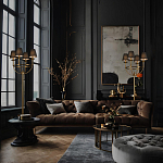 Настольная лампа на металлическом основании бронзового цвета с 4-мя черными конусовидными абажурами Dignity варинант исполнения - 5 | Loft Concept в Екатеринбурге