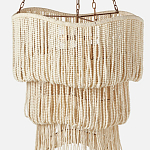 Трехъярусная люстра с подвесками из круглых деревянных бусин белая White Beads Three-tier Chandelier  варинант исполнения - 4 | Loft Concept в Екатеринбурге