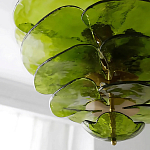 Люстра из оливкового стекла в форме листьев лотоса Glass Pink Sculpture варинант исполнения - 4 | Loft Concept в Екатеринбурге