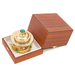 Икорница c декором "Три стерлядки" с гравировкой и натуральным камнем Малахит Decorative Cavair Dishes варинант исполнения - 3 | Loft Concept в Екатеринбурге