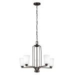 Люстра бронзового цвета с 5-ю матовыми стеклянными плафонами Generation Lighting варинант исполнения - 2 | Loft Concept в Екатеринбурге