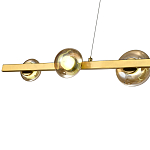 Люстра светодиодная линейная с 6-ю круглыми плафонами коньячного цвета Iona Chandelier Brass  варинант исполнения - 2 | Loft Concept в Екатеринбурге