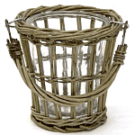Кашпо стеклянное в плетёной корзине Timber варинант исполнения - 1 | Loft Concept в Екатеринбурге