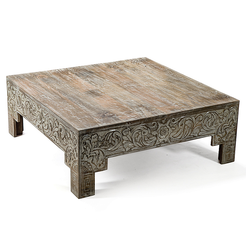 Кофейный стол Carved Сoffee table ручная резьба по дереву Коричневый винтаж в Екатеринбурге | Loft Concept 