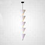 Подвесной светильник светодиодный в виде ряда белых металлических конусов  Herringbone варинант исполнения - 3 | Loft Concept в Екатеринбурге